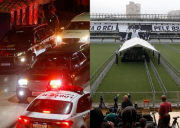 جثمان بيليه في ملعب سانتوس لإلقاء نظرة الوداع